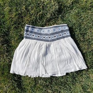 Hollister White, Flowy Embroidered Mini Skirt
